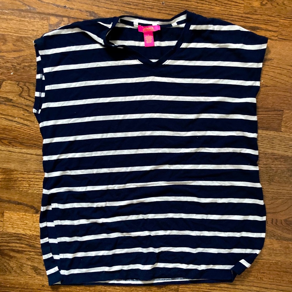 Catherine brand navy + white striped relaxed tee